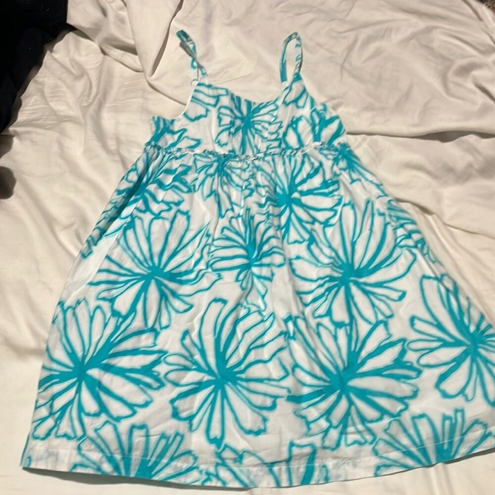 Gymboree 6 turquoise floral white 💯cotton lined sundress worn once euc